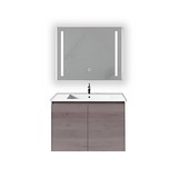 Gabinete 80x46x50cm madera con lavamanos ceramica y espejo led
