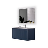 Gabinete 100x46x50 azul lavamanos ceramico y espejo led antiempaño