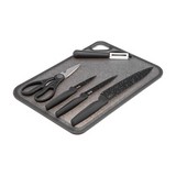 Cuchillo de acero inox con tabla negro caractere 6 pzas