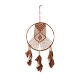 Adorno atrapasueño 65 cm café plumas de algodón
