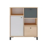 Mueble con 2 gavetas 67.8x36.2 cm blanco y gris con roble claro