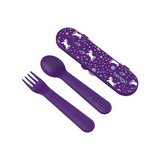 Cubiertos plasticos para lonchera morado pequeños s/3