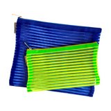 Bolsa tipo mesh para viaje neon azul y verde 2 pzas