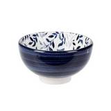 Bowl de porcelana 9.5 cm blanco con hojas azules