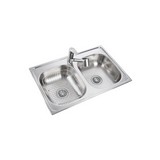 Fregadero para cocina inox de empotrar 2f 84x56cm con grifo y canasta