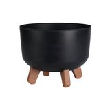 MACETA CON PATAS DE MADERA 23.8x18.7 cm NEGRA DIA SURTIDO