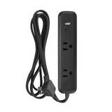 Regleta polarizada 2 tomas+usba+usbc 6ft negro designer