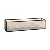 Portavela de vidrio/hierro 34x8x8.2 cm negro 6 piezas