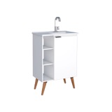 Mueble para baño con patas en madera con lavamanos blanco 62x70x36cm