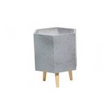 Maceta decorativa de arcilla con patas de madera 43.1 cm gris