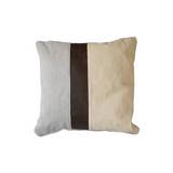 Cojin lona blanca y gris 40x40 cm con cuerina café