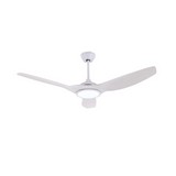 Ventilador de techo blanco mate con luz led de 52 pulg (1.32 m) 3 aspas