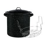 Olla con tapa y rejilla de 8 qt negro moteado 7 pzas