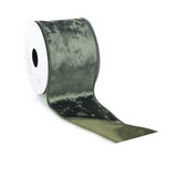 Liston navideño con borde de alambre 3 m verde velvet satin