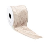 Liston navideño con borde de alambre 3 m beige velvet satin