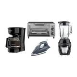 Horno electrico+ plancha a vapor+ licuadora ice crush+ cafetera 12 tazas 4 pieza