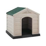 Casa para perro pequeño taupe con techo verde