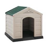Casa para perro grande taupe con techo verde