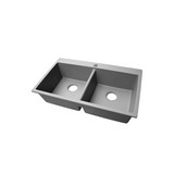 Fregadero de cuarzo 84x49x20cm 2p gris con desague