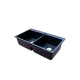Fregadero de cuarzo 84x49x20cm 2pnegro empotrable con desague