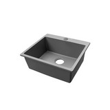 Fregadero de cuarzo 55x49x20cm 1p gris empotrable con desague
