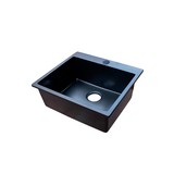 Fregadero de cuarzo 55x49x20cm 1p negro empotrable con desague