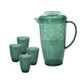 PICHEL DE PLASTICO CON VASOS VERDE 5 PIEZAS