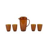 Pichel de plastico con vasos naranja 5 piezas