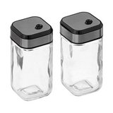 Salero y pimentero de vidrio con tapa de acero inox 100 ml 2 piezas