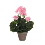 PLANTA ARTIFICIAL CON MACETA DE ARCILLA 34 cm GERANIO ROSADO