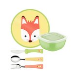 Cubiertos de acero inox con plato de zorro baby friends 5 piezas