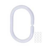 Set de 12 ganchos blanco pvc para cortina de baño