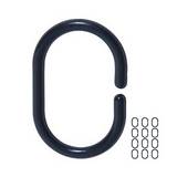 Set de 12 ganchos negro pvc para cortina de baño