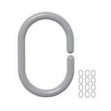 Set de 12 ganchos pvc gris perla para cortina de baño