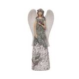 Adorno figura woodland angel con pajaro