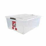 Caja organizadora de plastico 90 l transparente con ruedas