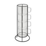 Tazas de vidrio en rack 30cl 4 pzas