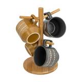 Tazas de ceramica en rack 23cl 4 pzas