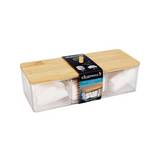 Organizador para maquillaje de acrilico con tapa de bambu