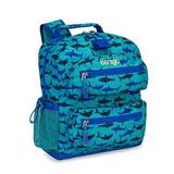 Mochila celeste con diseños de tiburón