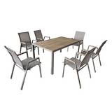 Juego de comedor de acero y polimadera - 7 unidades