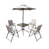 Mueble comedor para exterior con sombrilla - 6 unidades