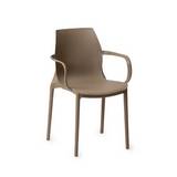 Silla plastica con brazos moderna 54x53x81 cm café claro