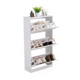 Zapatera de madera de 3 niveles 60 x 24 x 116 cm blanco 18 pares