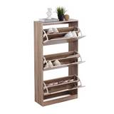 Zapatera de madera de 3 niveles 60 x 24 x 116 cm café 18 pares