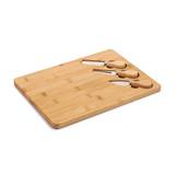 Set de tabla para queso con cuchillos de bambú 33x25x1.5 cm 4 piezas