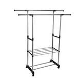 Closet doble para ropa de acero inoxidable con ruedas 145x43x160 cm
