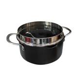 Olla de cerámica con tapa de vidrio 26 cm gris