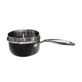 Olla de cerámica con tapa de vidrio 20 cm gris