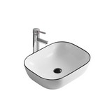 Lavamanos de sobreponer rec blanco con borde negro45.5x32x13.5cm
